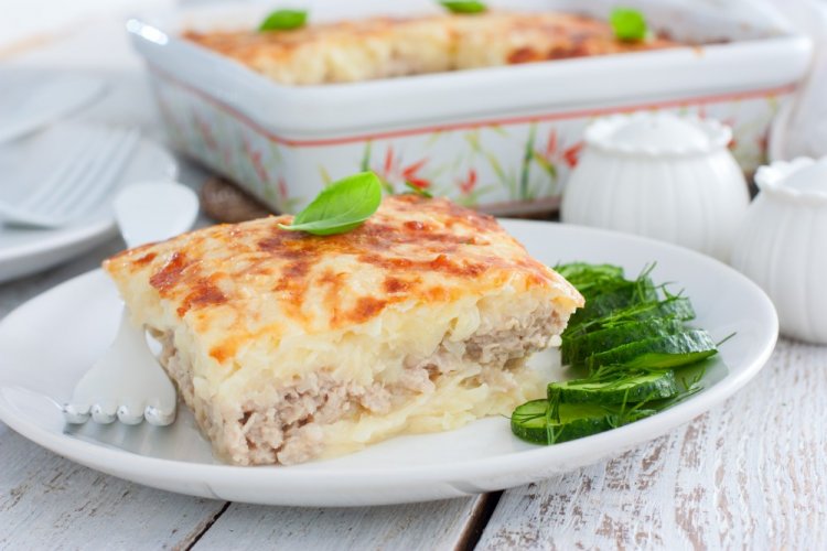Картофельная запеканка с фаршем в аэрогриле